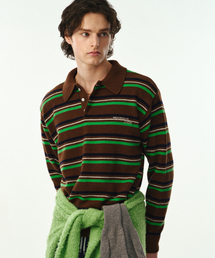 MOONSUN（ムーンサン）の「02 M.C UNISEX, Stripe Wool Collar Knit / Forest Brown（ニット/セーター）」