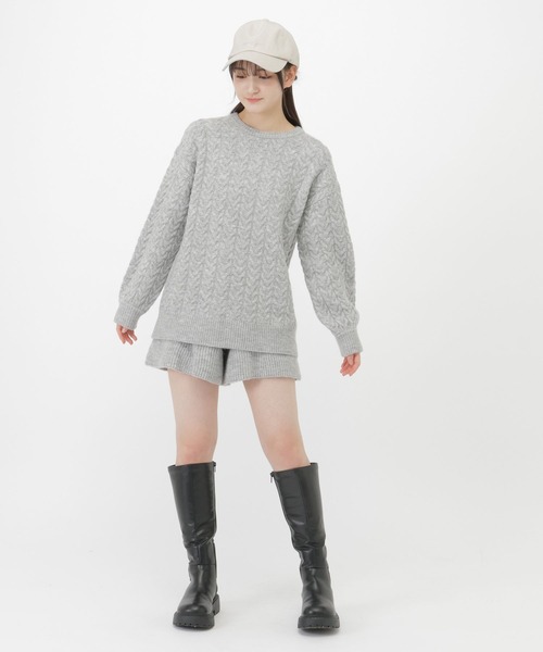 GLOBAL WORK（グローバルワーク）の「ゆったりニットSETUP/AND YUA ANY/599711（ワンピース・キッズ・ネイビー/杢グレー・SMALL/MEDIUM）」の3枚目の写真