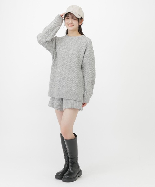 GLOBAL WORK（グローバルワーク）の「ゆったりニットSETUP/AND YUA ANY/599711（ワンピース・キッズ・ネイビー/杢グレー・SMALL/MEDIUM）」の4枚目の写真