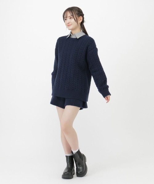 GLOBAL WORK（グローバルワーク）の「ゆったりニットSETUP/AND YUA ANY/599711（ワンピース・キッズ・ネイビー/杢グレー・SMALL/MEDIUM）」の13枚目の写真