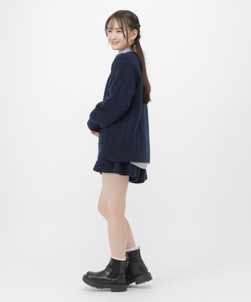 GLOBAL WORK（グローバルワーク）の「ゆったりニットSETUP/AND YUA ANY/599711（ワンピース・キッズ・ネイビー/杢グレー・SMALL/MEDIUM）」の14枚目の写真