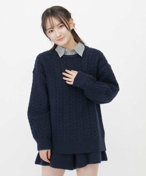 GLOBAL WORK（グローバルワーク）の「ゆったりニットSETUP/AND YUA ANY/599711（ワンピース・キッズ・ネイビー/杢グレー・SMALL/MEDIUM）」の15枚目の写真