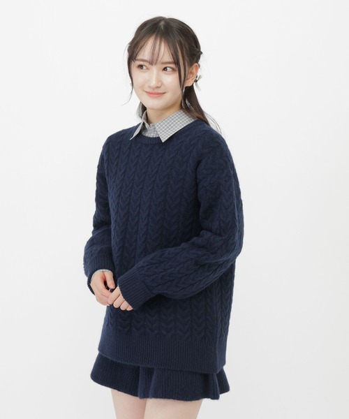 GLOBAL WORK（グローバルワーク）の「ゆったりニットSETUP/AND YUA ANY/599711（ワンピース・キッズ・ネイビー/杢グレー・SMALL/MEDIUM）」の17枚目の写真