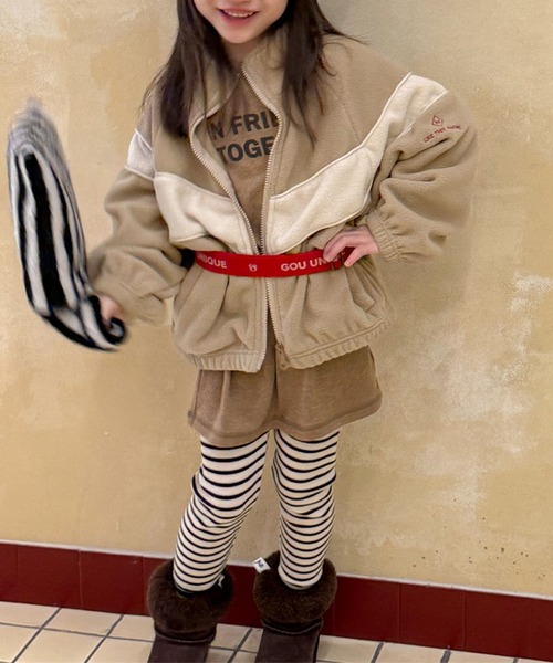aimoha(アイモハ)の「【aimoha-KIDS-】キッズ ボアジップアップブルゾン (AW)(ブルゾン・キッズ・ネイビー/ベージュ・120/90/100/110/130)」の5枚目の写真