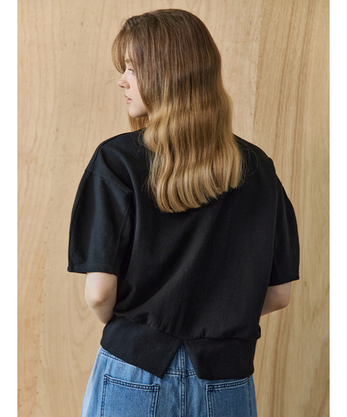 MAXZA(マージャコレクション)の「リボン刺繍ボリュームスリーブカラー付き半袖Tシャツ(Tシャツ/カットソー・レディース・グレー/ブラック・FREE)」の3枚目の写真