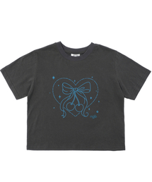 ハートチェリークロップTシャツ(ダークグレー)