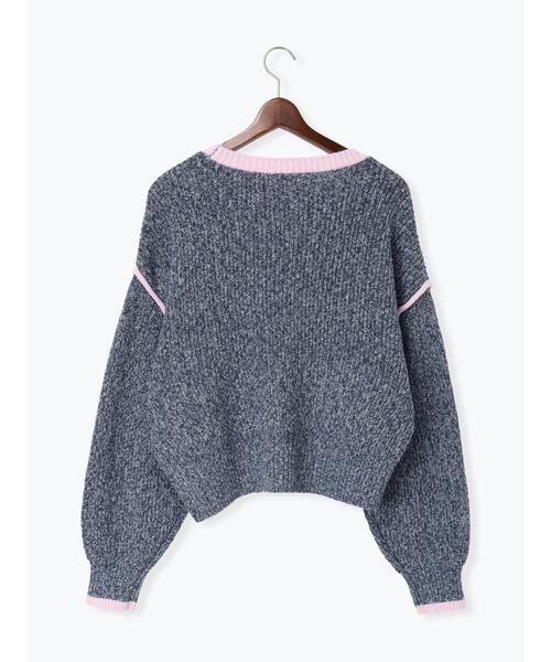 Te chichi TERRASSE（テチチテラス）の「片畦配色クロップドモックネックニットプルオーバー（ニット/セーター・レディース・グレー/オフホワイト/ネイビー・F）」の12枚目の写真