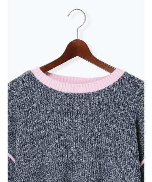 Te chichi TERRASSE（テチチテラス）の「片畦配色クロップドモックネックニットプルオーバー（ニット/セーター・レディース・グレー/オフホワイト/ネイビー・F）」の13枚目の写真