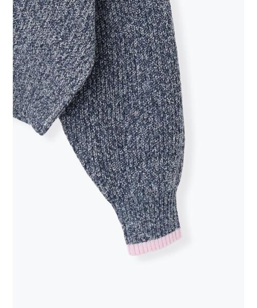 Te chichi TERRASSE（テチチテラス）の「片畦配色クロップドモックネックニットプルオーバー（ニット/セーター・レディース・グレー/オフホワイト/ネイビー・F）」の14枚目の写真