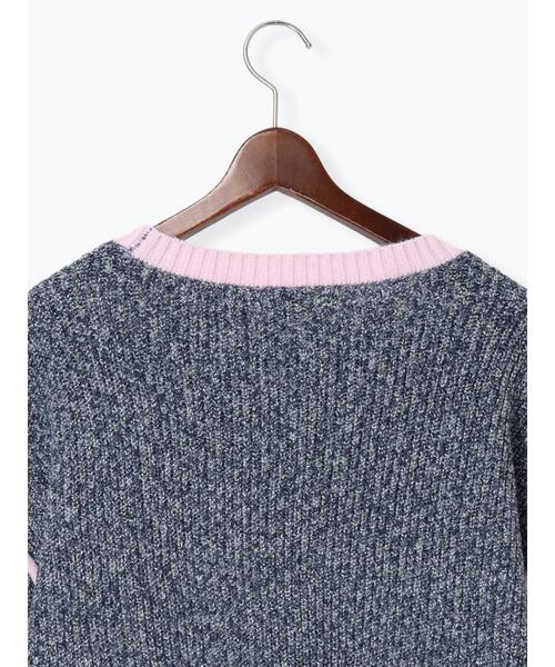 Te chichi TERRASSE（テチチテラス）の「片畦配色クロップドモックネックニットプルオーバー（ニット/セーター・レディース・グレー/オフホワイト/ネイビー・F）」の16枚目の写真