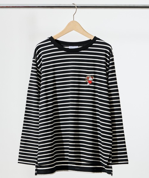 salle de bal(サルデバル)の「【 Ado Mizumori / 水森亜土 】 ボーダーロングスリーブTEE WNI(Tシャツ/カットソー・レディース・ブラック/ブルー・FREE)」の1枚目の写真