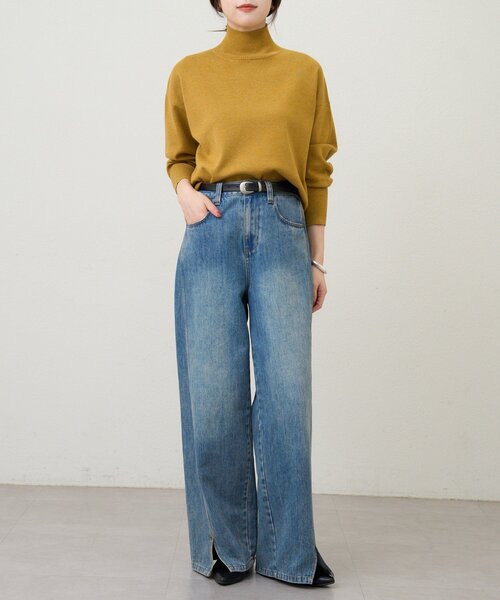 SHENERY(シーナリー)の「総針ハイネックニット(ニット/セーター・レディース・チャコールグレー/イエロー/オフホワイト/ブラック・FREE)」の14枚目の写真