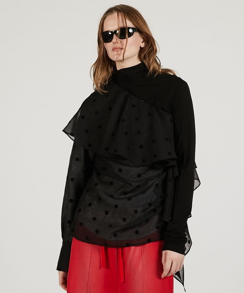 PRANK PROJECT(プランクプロジェクト)の「【2026Spring Pre-Order】ワンショルラッフルトップ / One-Shoulder Ruffled Top(その他トップス・レディース・ブラック/アイボリー・FREE)」の1枚目の写真