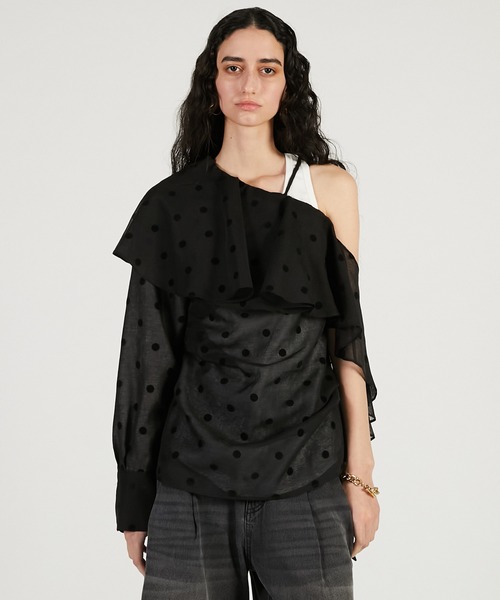 PRANK PROJECT(プランクプロジェクト)の「【2026Spring Pre-Order】ワンショルラッフルトップ / One-Shoulder Ruffled Top(その他トップス・レディース・ブラック/アイボリー・FREE)」の11枚目の写真