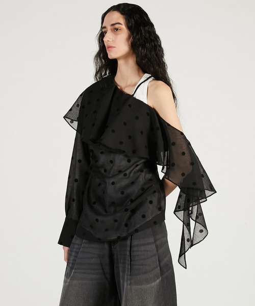 PRANK PROJECT(プランクプロジェクト)の「【2026Spring Pre-Order】ワンショルラッフルトップ / One-Shoulder Ruffled Top(その他トップス・レディース・ブラック/アイボリー・FREE)」の13枚目の写真