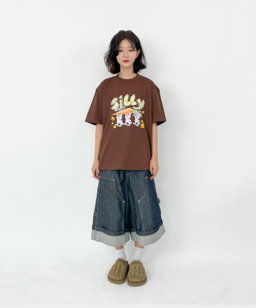 TEESSERT（ティーザート）の「シリラビット 綿 半袖Tシャツ [ブラウン]（Tシャツ/カットソー・レディース・ブラウン・SMALL/MEDIUM/LARGE/X-LARGE）」の3枚目の写真