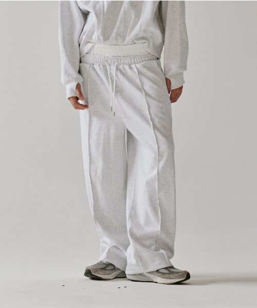 Section Sagging Track Pants (White Melange)