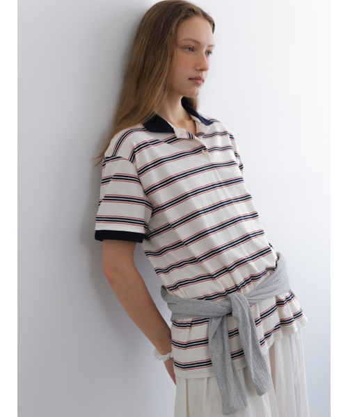 UNNOUT(アナウト)の「STRIPE COLLAR T-SHIRT IVORY(ポロシャツ・レディース・その他・FREE)」の2枚目の写真