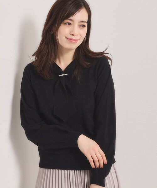 ITS'DEMO（イッツデモ）の「【手洗い可】総針ボウタイニット（ニット/セーター・レディース・ブラック/サックスブルー/オフホワイト/サンドベージュ・00）」の10枚目の写真