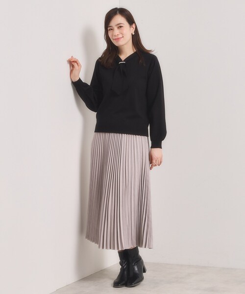 ITS'DEMO（イッツデモ）の「【手洗い可】総針ボウタイニット（ニット/セーター・レディース・ブラック/サックスブルー/オフホワイト/サンドベージュ・00）」の11枚目の写真