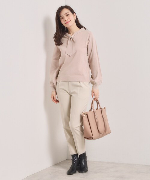 ITS'DEMO（イッツデモ）の「【手洗い可】総針ボウタイニット（ニット/セーター・レディース・ブラック/サックスブルー/オフホワイト/サンドベージュ・00）」の14枚目の写真