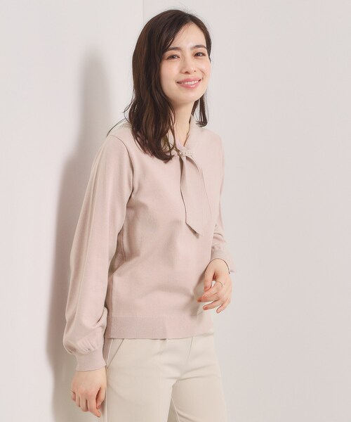 ITS'DEMO（イッツデモ）の「【手洗い可】総針ボウタイニット（ニット/セーター・レディース・ブラック/サックスブルー/オフホワイト/サンドベージュ・00）」の15枚目の写真