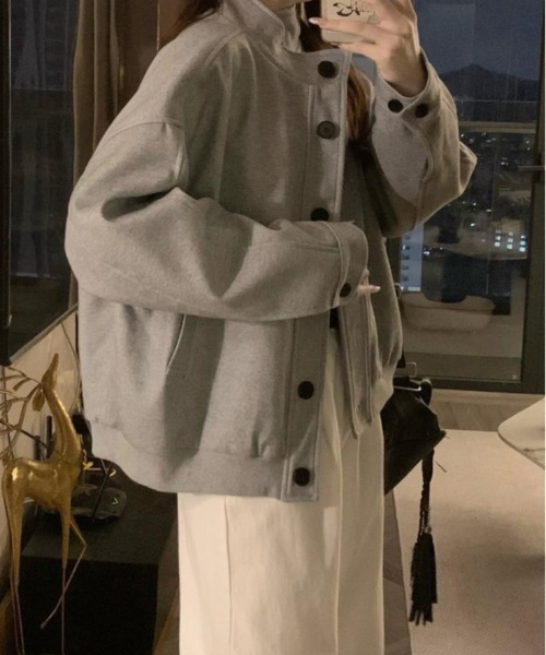 Vipoa(ヴィポア)の「simple oversize jacket(ブルゾン・レディース・グレー・FREE)」の1枚目の写真
