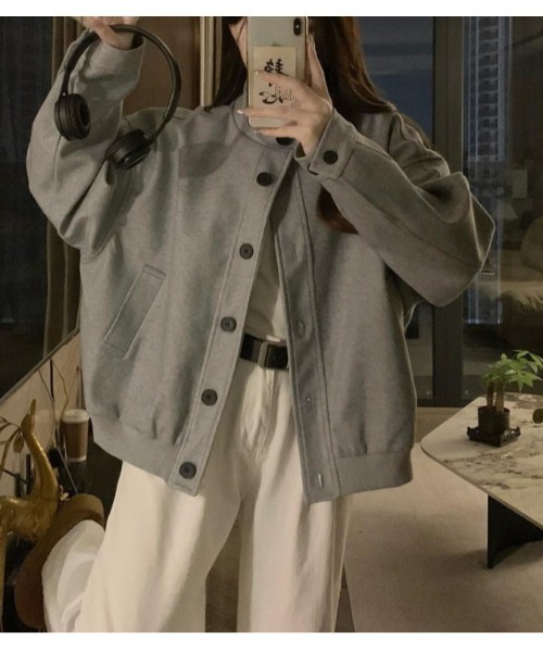 Vipoa(ヴィポア)の「simple oversize jacket(ブルゾン・レディース・グレー・FREE)」の3枚目の写真