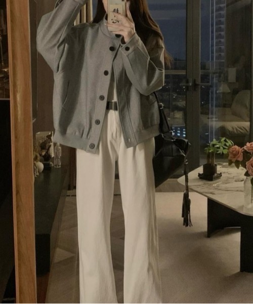 Vipoa(ヴィポア)の「simple oversize jacket(ブルゾン・レディース・グレー・FREE)」の5枚目の写真