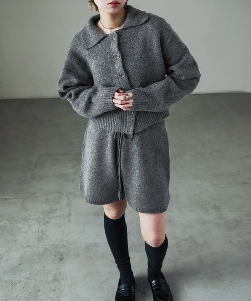 Fashion Letter（ファッションレター）の「セットアップ対応 ニットクロップドカーディガン（カーディガン/ボレロ・レディース・ブラック/ブラウン/チャコールグレー/グレー・M）」の5枚目の写真