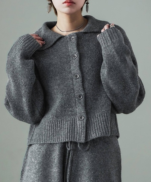 Fashion Letter（ファッションレター）の「セットアップ対応 ニットクロップドカーディガン（カーディガン/ボレロ・レディース・ブラック/ブラウン/チャコールグレー/グレー・M）」の7枚目の写真