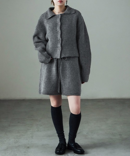 Fashion Letter（ファッションレター）の「セットアップ対応 ニットクロップドカーディガン（カーディガン/ボレロ・レディース・ブラック/ブラウン/チャコールグレー/グレー・M）」の8枚目の写真
