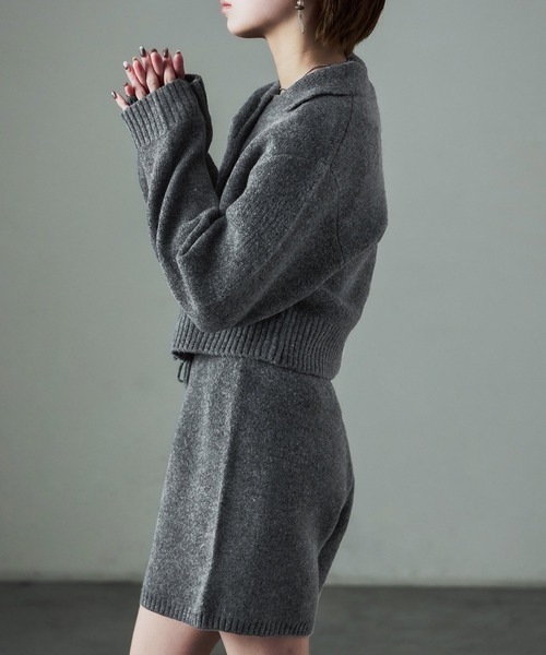 Fashion Letter（ファッションレター）の「セットアップ対応 ニットクロップドカーディガン（カーディガン/ボレロ・レディース・ブラック/ブラウン/チャコールグレー/グレー・M）」の9枚目の写真