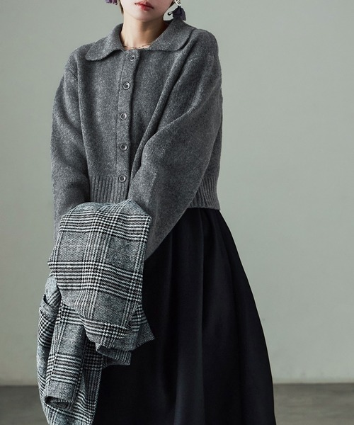 Fashion Letter（ファッションレター）の「セットアップ対応 ニットクロップドカーディガン（カーディガン/ボレロ・レディース・ブラック/ブラウン/チャコールグレー/グレー・M）」の11枚目の写真
