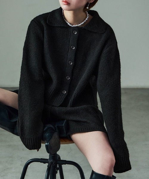 Fashion Letter（ファッションレター）の「セットアップ対応 ニットクロップドカーディガン（カーディガン/ボレロ・レディース・ブラック/ブラウン/チャコールグレー/グレー・M）」の14枚目の写真