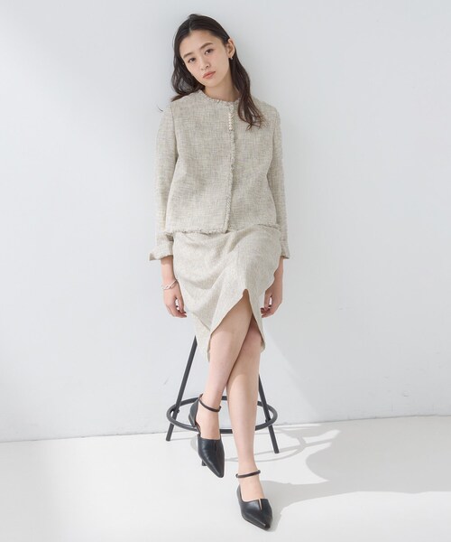 INDIVI（インディヴィ）の「【軽量／セレモニー／SETUP可能】ストレッチツイードAラインワンピース（ワンピース・レディース・ホワイト系4/ベージュ系その他7/ネイビー系3・05/40/38/36/19/15 /13）」の18枚目の写真