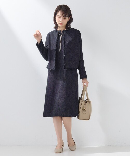 INDIVI（インディヴィ）の「【軽量／セレモニー／SETUP可能】ストレッチツイードAラインワンピース（ワンピース・レディース・ホワイト系4/ベージュ系その他7/ネイビー系3・05/40/38/36/19/15 /13）」の14枚目の写真