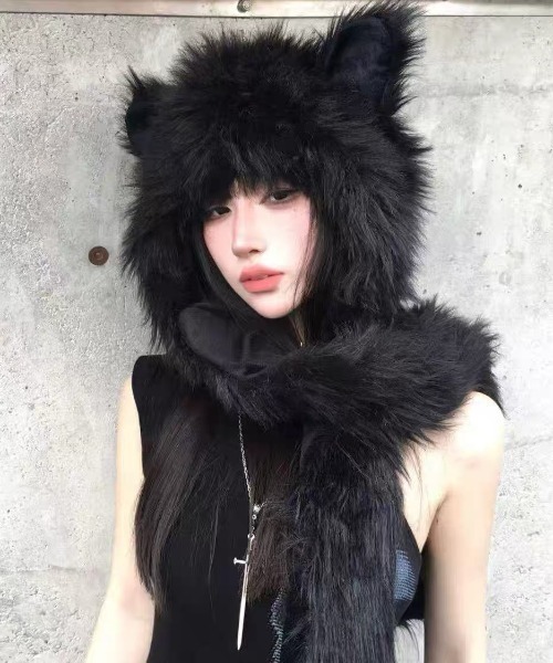 アニマルフード付きファーフードマフラー（マフラー）｜ampm（エーエム