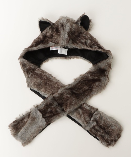 アニマルフード付きファーフードマフラー（マフラー）｜ampm（エーエム