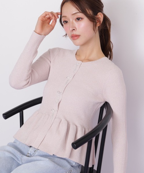 JILL by JILL STUART（ジルバイジルスチュアート）の「◇ラメモールペプラムニット（ニット/セーター・レディース・グレー/イエロー/ピンク・FREE）」の17枚目の写真