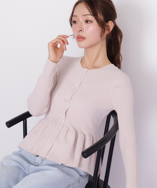 JILL by JILL STUART（ジルバイジルスチュアート）の「◇ラメモールペプラムニット（ニット/セーター・レディース・グレー/イエロー/ピンク・FREE）」の15枚目の写真