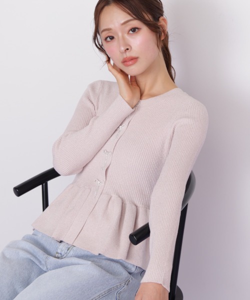 JILL by JILL STUART（ジルバイジルスチュアート）の「◇ラメモールペプラムニット（ニット/セーター・レディース・グレー/イエロー/ピンク・FREE）」の16枚目の写真