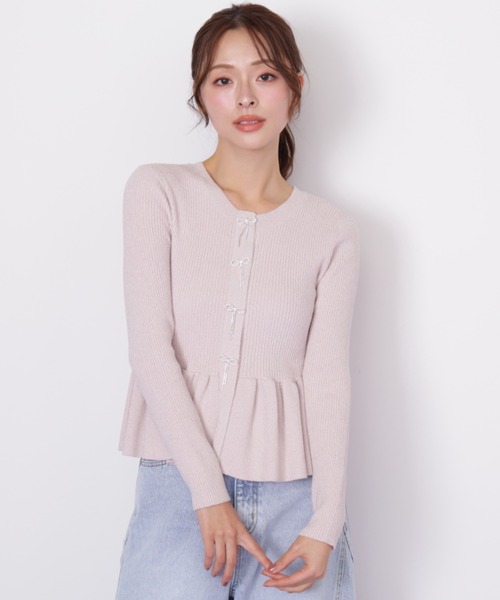JILL by JILL STUART（ジルバイジルスチュアート）の「◇ラメモールペプラムニット（ニット/セーター・レディース・グレー/イエロー/ピンク・FREE）」の18枚目の写真