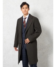 HARUYAMA（ハルヤマ）の「【ウール100％】ヘリンボーンツイード クラシックベルテッドウールコート ベルト付き nero（ダウンジャケット/コート）」