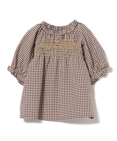 BEAMS mini（ビームスミニ）の「スモッキング チェック ブラウス 2026SS（90～140cm）（シャツ/ブラウス・キッズ・オレンジ系その他4/イエロー系その他4・140/130/120/110/100/90）」の13枚目の写真