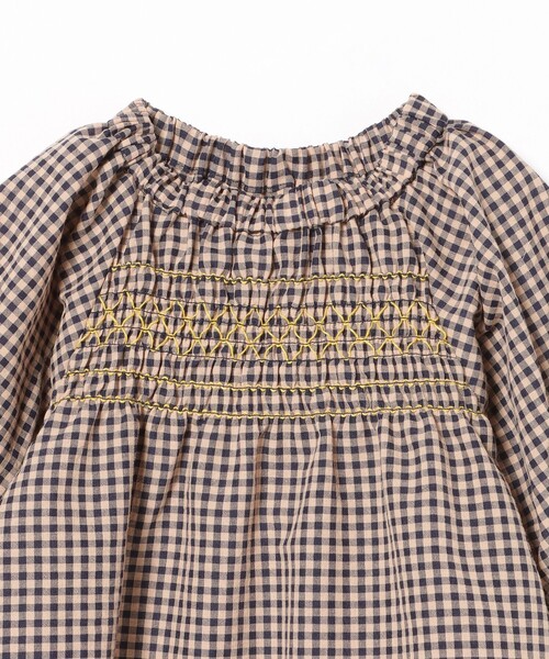 BEAMS mini（ビームスミニ）の「スモッキング チェック ブラウス 2026SS（90～140cm）（シャツ/ブラウス・キッズ・オレンジ系その他4/イエロー系その他4・140/130/120/110/100/90）」の14枚目の写真