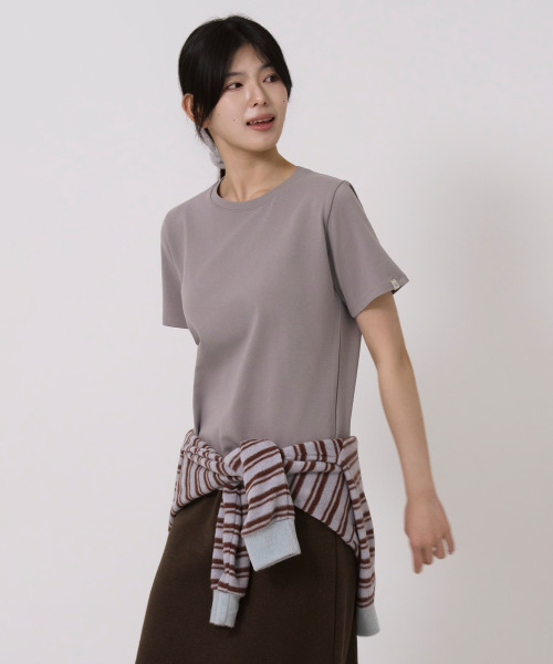SAYUU(サユ)の「ベーシックテンション半袖Tシャツグレー(Tシャツ/カットソー・レディース・ライトグレー・FREE)」の3枚目の写真