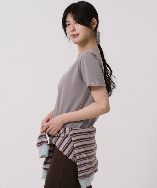SAYUU(サユ)の「ベーシックテンション半袖Tシャツグレー(Tシャツ/カットソー・レディース・ライトグレー・FREE)」の4枚目の写真