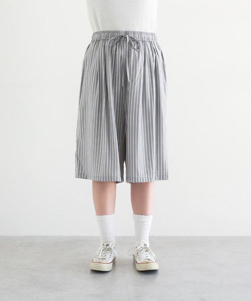 ANME(アンメ)の「レーヨンストライプイージーショートパンツ(その他パンツ・レディース・モカ/グレー/サックスブルー・M/L/XL)」の7枚目の写真