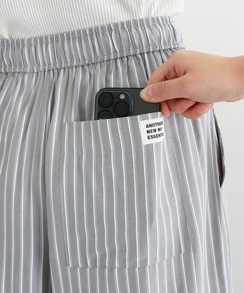ANME(アンメ)の「レーヨンストライプイージーショートパンツ(その他パンツ・レディース・モカ/グレー/サックスブルー・M/L/XL)」の16枚目の写真